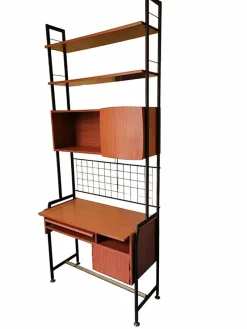 New Pamono Swedish Bookcase with 2 Desk Shelves