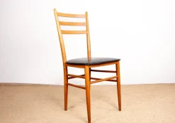Discount Pamono Swedish Chairs in Curved Elm and Black Skai by Yngve Ekstrom for Gemla, 1960s, Set of 6