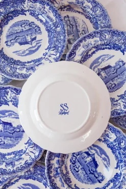 Pamono Swedish Dessert Plates Castles in Blue from Rörstrand, Set of 12><noscript><img width=