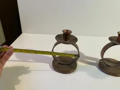 Pamono Swedish Grace Patinated Copper Circle Candleholders, 1920s, Set of 2><noscript><img width=