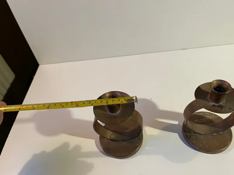 Pamono Swedish Grace Patinated Copper Circle Candleholders, 1920s, Set of 2> Candleholders
