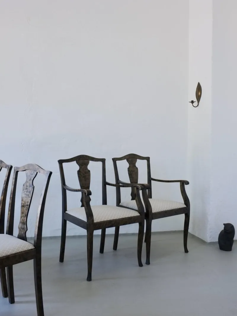 Pamono Swedish Grace Satin Birch Dining Chairs, 1920s, Set of 6> Side Chairs & Dining Chairs