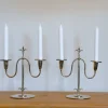 Pamono Swedish Grace Silver-Plated Candelabras by Elis Bergh for C. G. Hallberg, Stockholm, 1920s, Set of 2> Candleholders