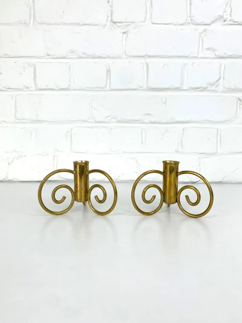 Clearance Pamono Swedish Modern Brass Candlesticks by Lars Holmström for Svenskt Tenn, Sweden, 1950s, Set of 2