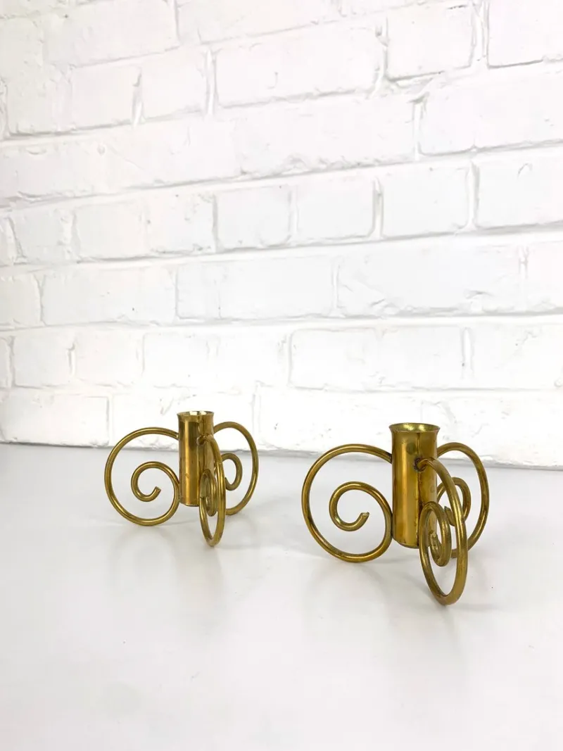 Clearance Pamono Swedish Modern Brass Candlesticks by Lars Holmström for Svenskt Tenn, Sweden, 1950s, Set of 2