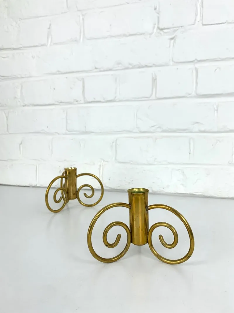 Clearance Pamono Swedish Modern Brass Candlesticks by Lars Holmström for Svenskt Tenn, Sweden, 1950s, Set of 2