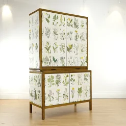 Pamono Swedish Modern Cabinet with Nordens Flora Illustrations by C.A.M Lindman, 1940s> Cabinets & Wardrobes