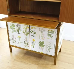 Pamono Swedish Modern Cabinet with Nordens Flora Illustrations by C.A.M Lindman, 1940s><noscript><img width=