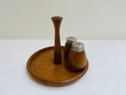Pamono Swedish Salt and Pepper Set in Teak by K. Holmberg, 1960s, Set of 3><noscript><img width=