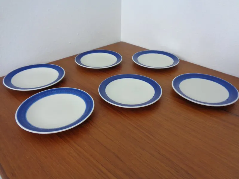 New Pamono Swedish Stoneware Koka Plates by Hertha Bengtson for Rörstrand, 1960s, Set of 6