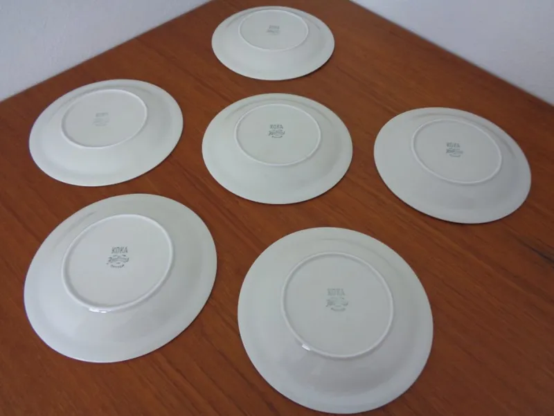 New Pamono Swedish Stoneware Koka Plates by Hertha Bengtson for Rörstrand, 1960s, Set of 6