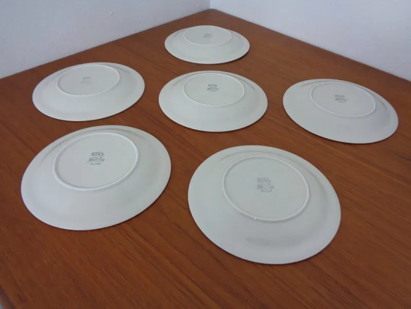 New Pamono Swedish Stoneware Koka Plates by Hertha Bengtson for Rörstrand, 1960s, Set of 6