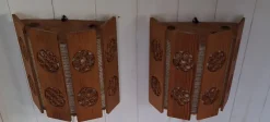 Pamono Swedish Wall Lamps in Pinewood, 1970s, Set of 2><noscript><img width=