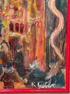 Clearance Pamono Swiss Artist, Celebration Scene in the Square, 20th Century, Oil Painting
