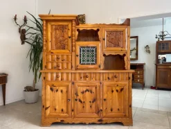 Pamono Swiss Pine Sideboard with Leaded Glass