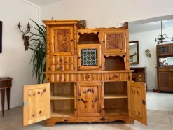 Pamono Swiss Pine Sideboard with Leaded Glass