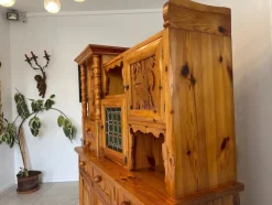 Pamono Swiss Pine Sideboard with Leaded Glass