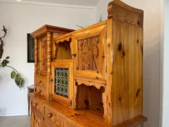 Pamono Swiss Pine Sideboard with Leaded Glass
