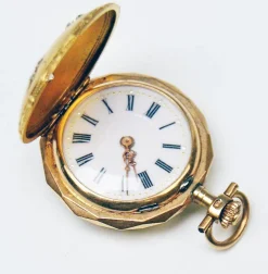 Pamono Swiss Pocket Watch in 14 Carat Gold with Diamonds, 1890s><noscript><img width=