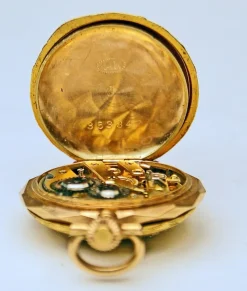 Pamono Swiss Pocket Watch in 14 Carat Gold with Diamonds, 1890s><noscript><img width=