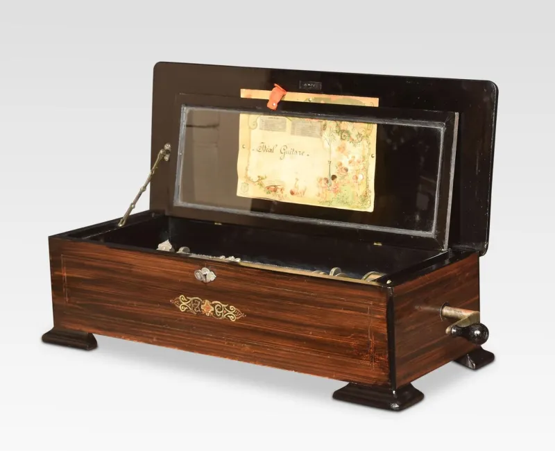 Outlet Pamono Swiss Rosewood and Brass Musical Box