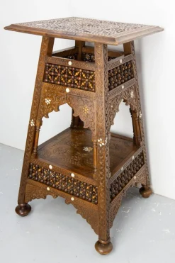 Online Pamono Syrian Hand-Carved Pedestal, Early 20th Century