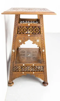 Online Pamono Syrian Hand-Carved Pedestal, Early 20th Century