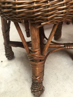 Pamono Table and 2 Wicker Stools 1960s, Set of 3><noscript><img width=