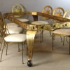 Clearance Pamono Table and Chairs in Gilded Iron, Set of 9