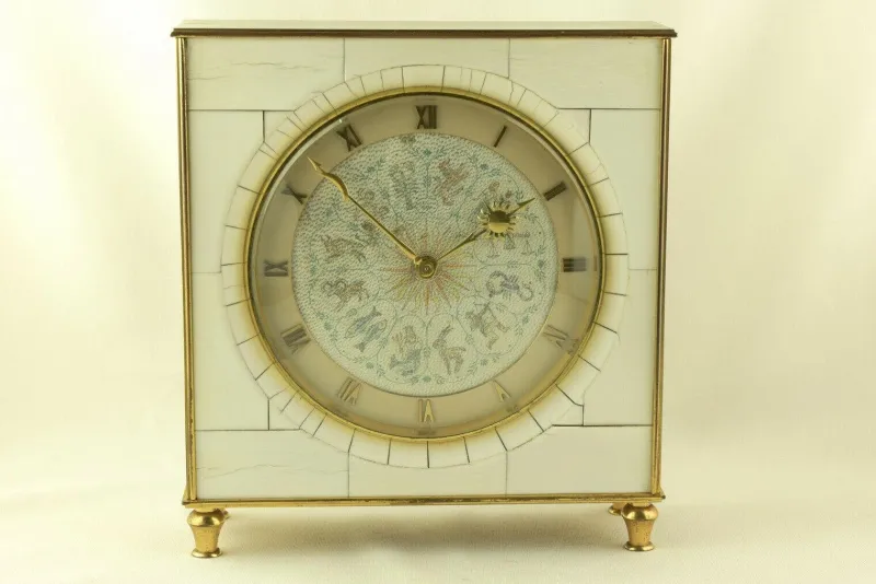 Pamono Table Clock with Hour Strike from Junghans, Germany, 1950s> Clocks