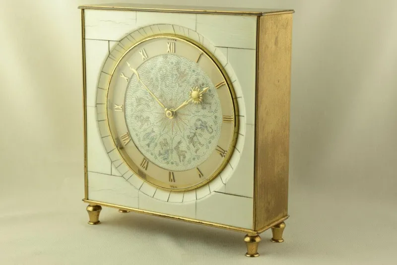 Pamono Table Clock with Hour Strike from Junghans, Germany, 1950s> Clocks