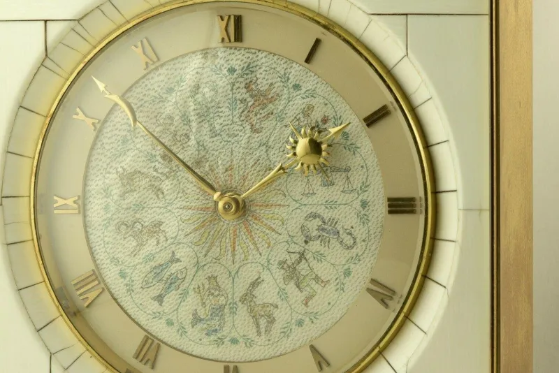 Pamono Table Clock with Hour Strike from Junghans, Germany, 1950s> Clocks