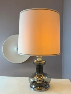 Pamono Table Lamp in Grey and Silver Smoked Glass><noscript><img width=