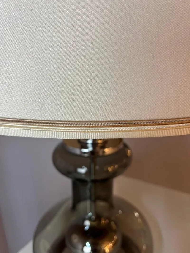 Pamono Table Lamp in Grey and Silver Smoked Glass> Table Lamps
