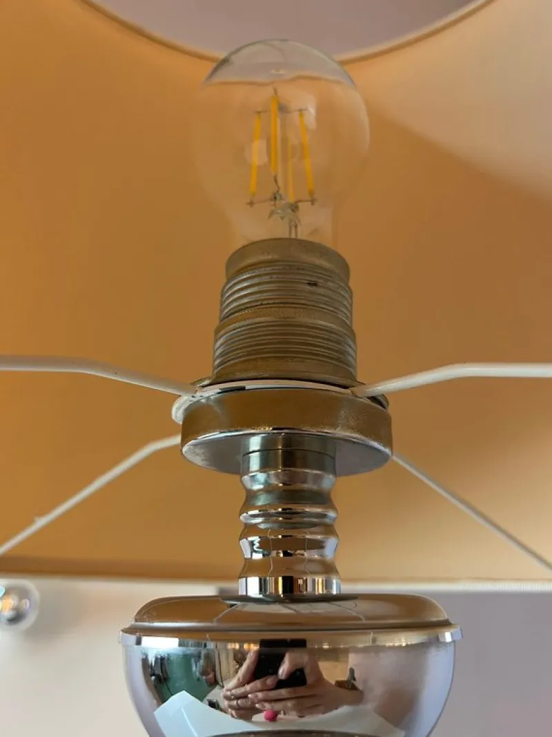 Pamono Table Lamp in Grey and Silver Smoked Glass> Table Lamps