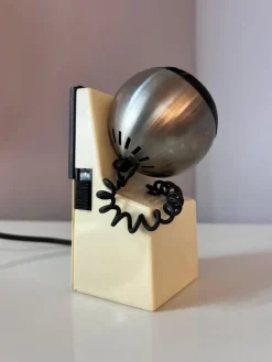 Pamono Table Lamp in White and Silver with Ball Head from Osram><noscript><img width=
