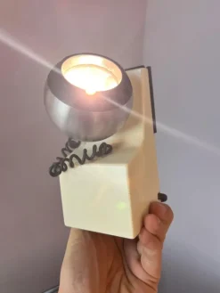Pamono Table Lamp in White and Silver with Ball Head from Osram><noscript><img width=