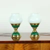 Pamono Table Lamps in Opaline Glass and Brass, Former Czechoslovakia, 1955, Set of 2> Table Lamps