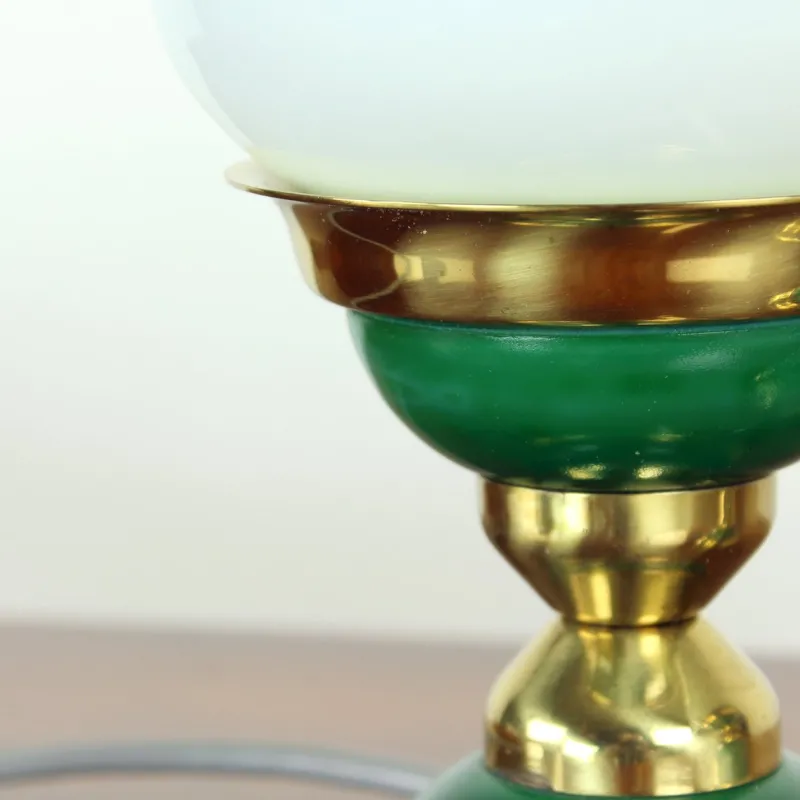 Pamono Table Lamps in Opaline Glass and Brass, Former Czechoslovakia, 1955, Set of 2> Table Lamps
