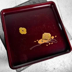 Clearance Pamono Taishō Era Wooden Lacquerware Maki-E Tray, Japan, 1920s