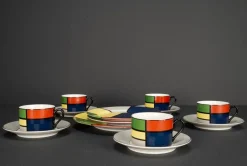 Pamono Taitü Venezia Coffee Service in Mondrian Design by Emilio Bergamin, Italy, 1984> Coffee & Tea Service