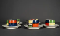 Pamono Taitü Venezia Coffee Service in Mondrian Design by Emilio Bergamin, Italy, 1984><noscript><img width=