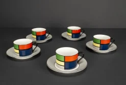Pamono Taitü Venezia Coffee Service in Mondrian Design by Emilio Bergamin, Italy, 1984><noscript><img width=