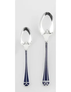 Hot Pamono Talisman Blue Lacquer Cutlery Set from Christofle, Set of 24