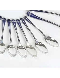 Hot Pamono Talisman Blue Lacquer Cutlery Set from Christofle, Set of 24
