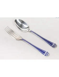 Hot Pamono Talisman Blue Lacquer Cutlery Set from Christofle, Set of 24
