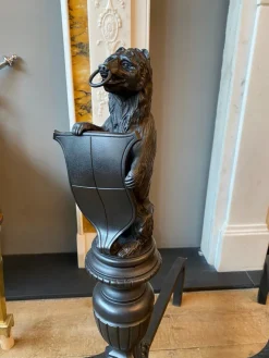 Pamono Tall Antique Fire Dogs in Cast Iron, 1890, Set of 2><noscript><img width=