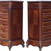 Outlet Pamono Tall Antique Parquetry Veneer Bedside Tables, 1910s, Set of 2