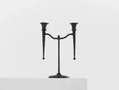 Pamono Tall Brutalist French Bronze Candleholder, 1940><noscript><img width=