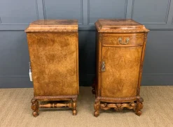 Pamono Tall Burr Walnut Pedestals, 1910, Set of 2><noscript><img width=
